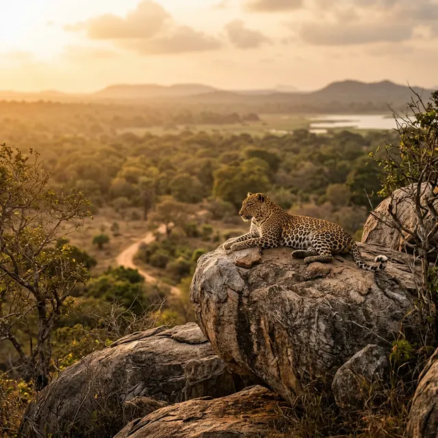 Leopard resting in Yala National Park, Sri Lanka