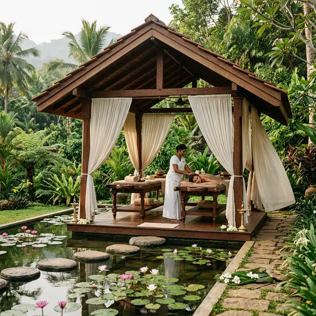 Ayurveda treatment room in a Sri Lankan wellness retreat